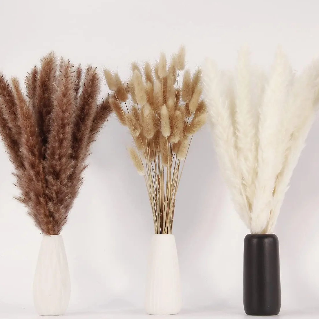 Boho Table Decor Bunny Tails Dried Flowers White Brown Pompas Wedding Home Dried Pampas Grass Bouquet