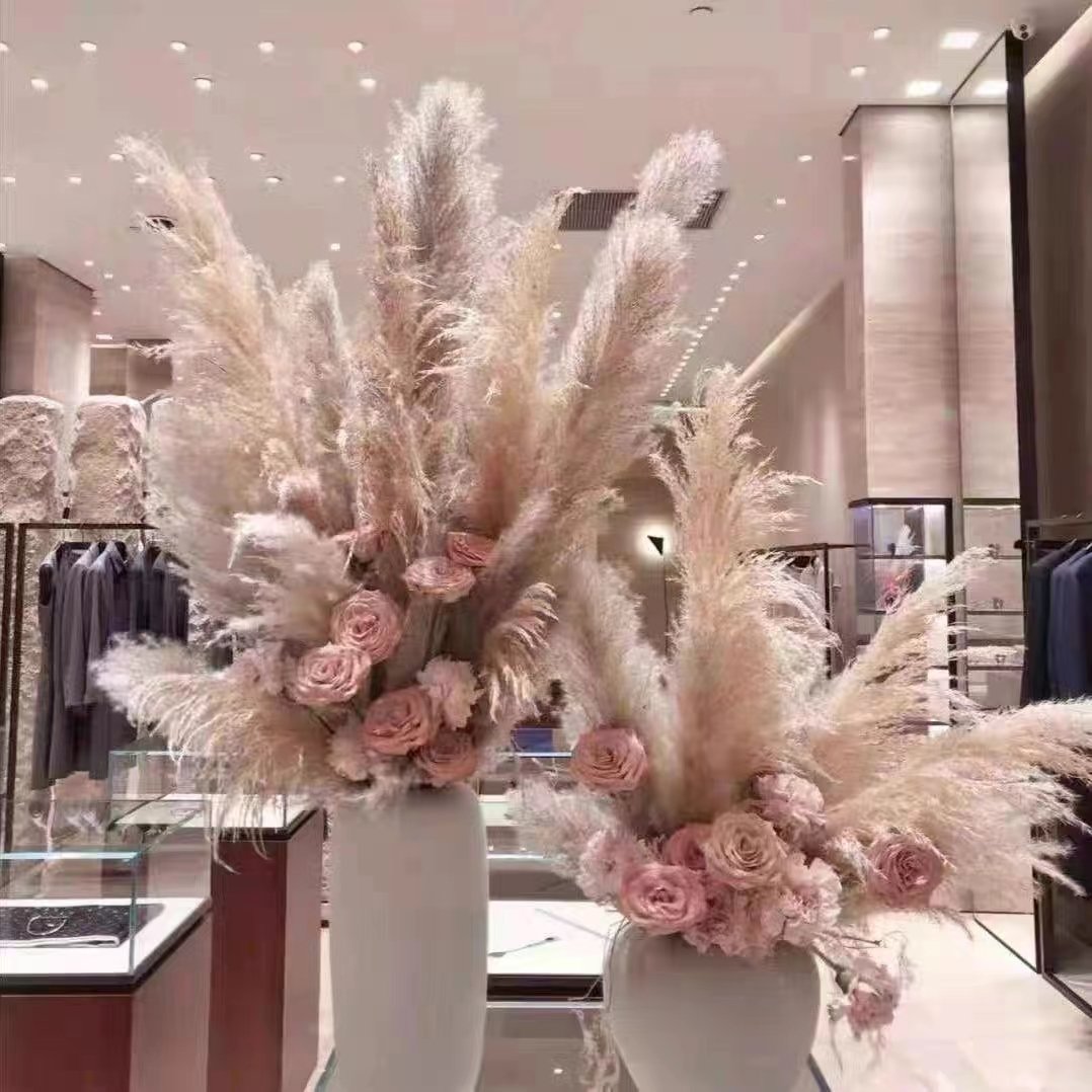Natural Pampas Grass Decor Tall with 10 Stems. Perfect for Weddings, Parties, Farmhouse, and Boho Home Decor