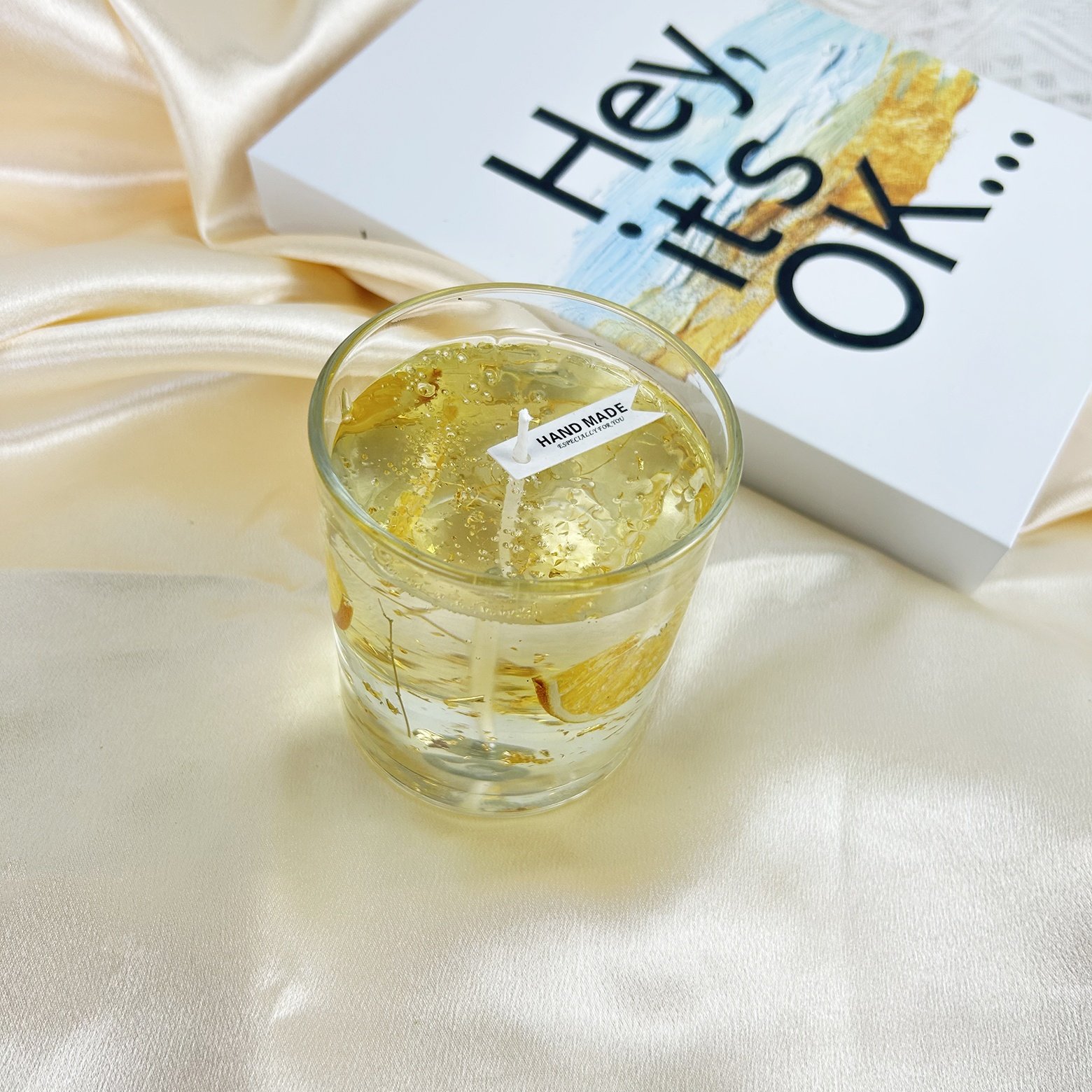 Wholesale Ins Style Dry Flower glittery Jelly Gel Wax Scented Gel Candles for home Decoration