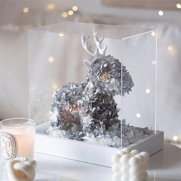 Hot Selling Christmas Gift Luminous Deer Shape Long Lasting Eternal Life Flower Dried Flower Preserved Hydrangea Flowers