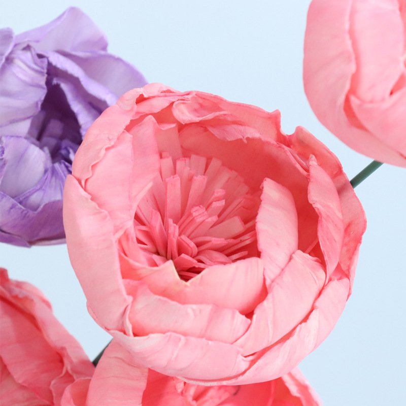 2024 INS Style Artificial Peony Flower Handmade Wooden Flower DIY Sola Flower for Home Wedding Decor