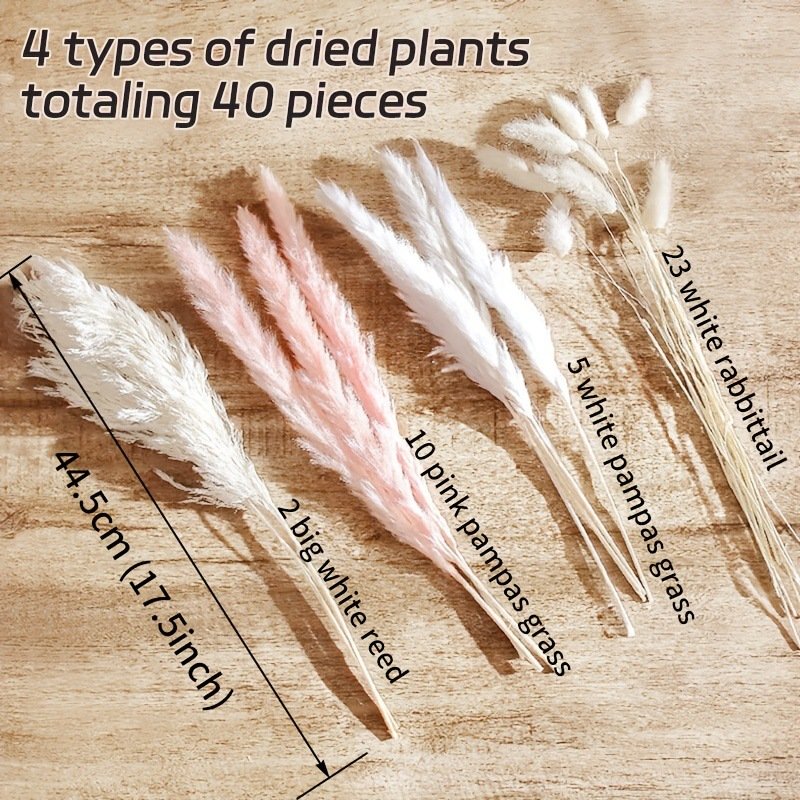 Hot Selling Wholesale 40pcs Pink Carton Box Day Faux 43cm Pampas Simulated Feathers Grass Decoration Artificial Pam