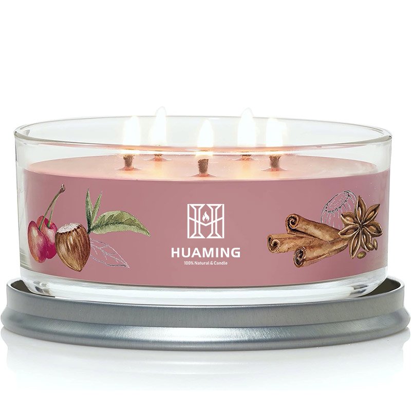 Wholesale custom luxury wedding decoration gifts large capacity glass multi-core soybean wax essential oil scented candle