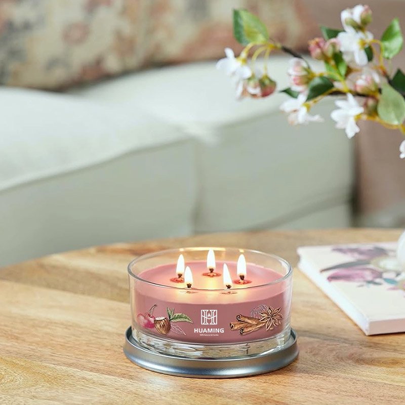 Wholesale custom luxury wedding decoration gifts large capacity glass multi-core soybean wax essential oil scented candle