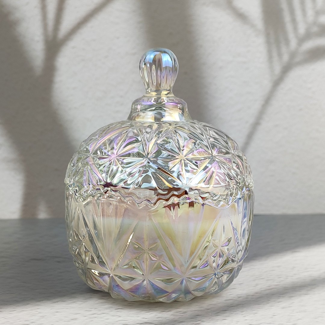 Hot Selling Dried Flower Soy Candles Chakra Scented Candles in Electroplated Glass with lid for Weddings Christmas