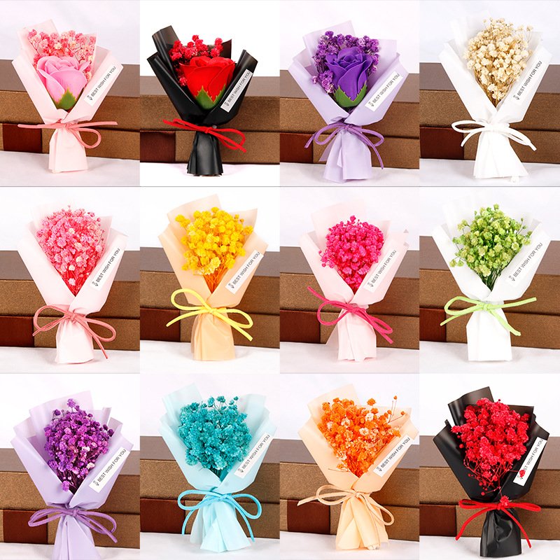 Creative mini Dried flowers Full of Stars Small flower bouquet ins Eternal flower Valentine's Day gift box soap bouquet