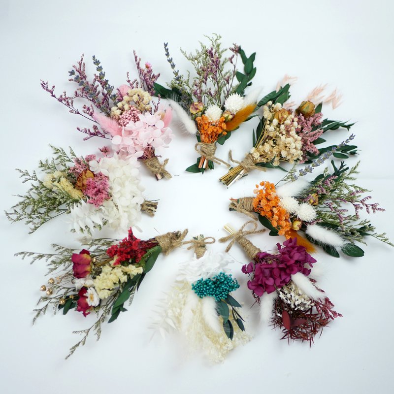 Dry Flower Mini Bouquet Dried Flowers Grooms Boutonniere Boho Decor Wrist Corsage Wedding Flowers Wedding Mini Bridal Bouquet