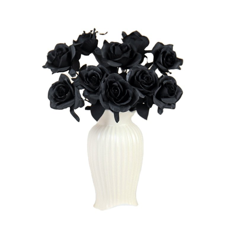 Wedding Home Party Decorative Flower Artificial Faux Flower Black Rose Flower Gothic Halloween Decorations