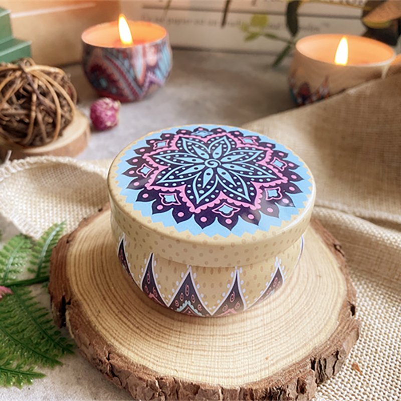 Personalized Private Label Candle Tin Can Luxury Design Dried Flower Aromatic Soy Wax Scented Candles With Lid