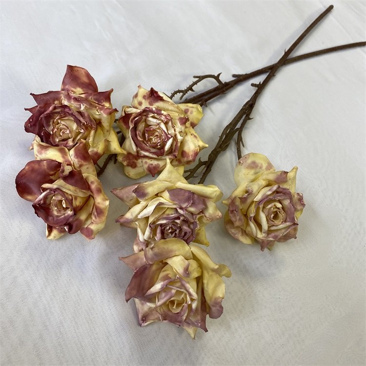 Artificial Flowers Decorative Dried Flowers 3-Head Forever Rose Flower For Home Wedding