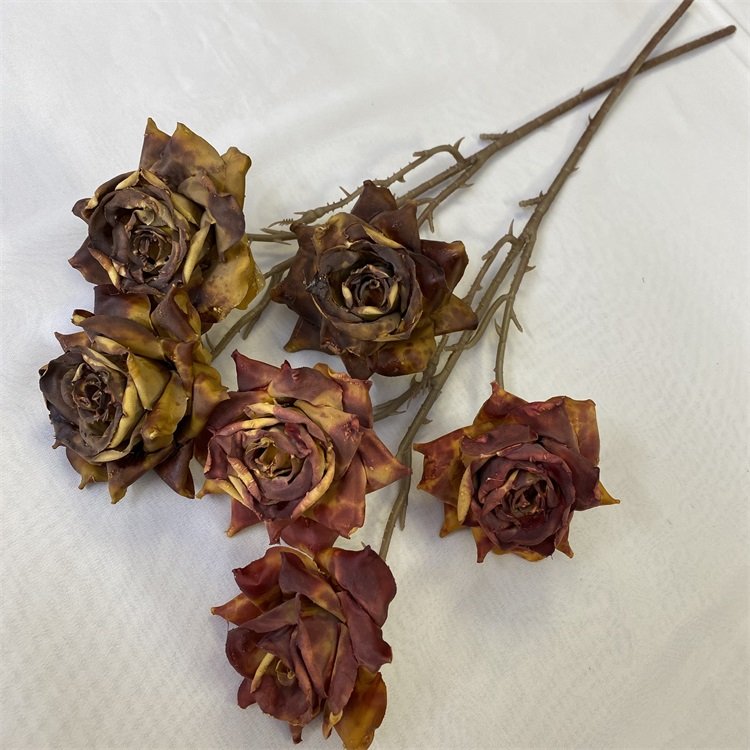 Artificial Flowers Decorative Dried Flowers 3-Head Forever Rose Flower For Home Wedding
