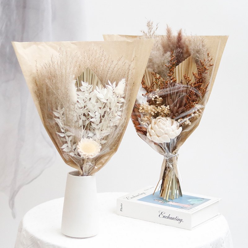 A-037 Wholesome Natural Dry Pampas Grass Boho Home Decor Palm Leaf Fan Dried Flowers Bouquet for Christmas and Easter