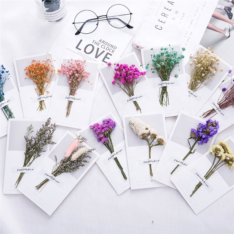 X-1245 New Design Handmade Artificial Dried Flower Itunes Gifts Greeting Cards