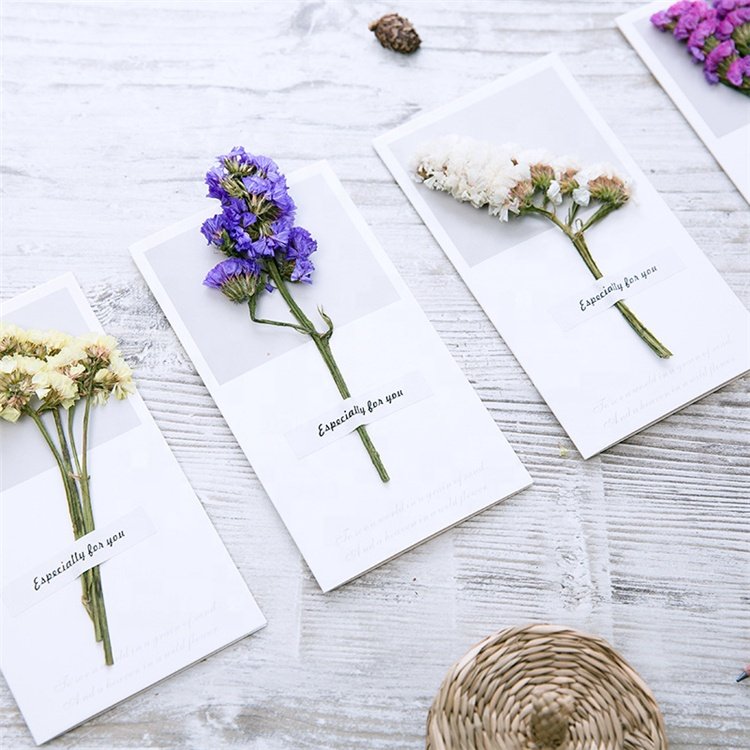 X-1245 New Design Handmade Artificial Dried Flower Itunes Gifts Greeting Cards