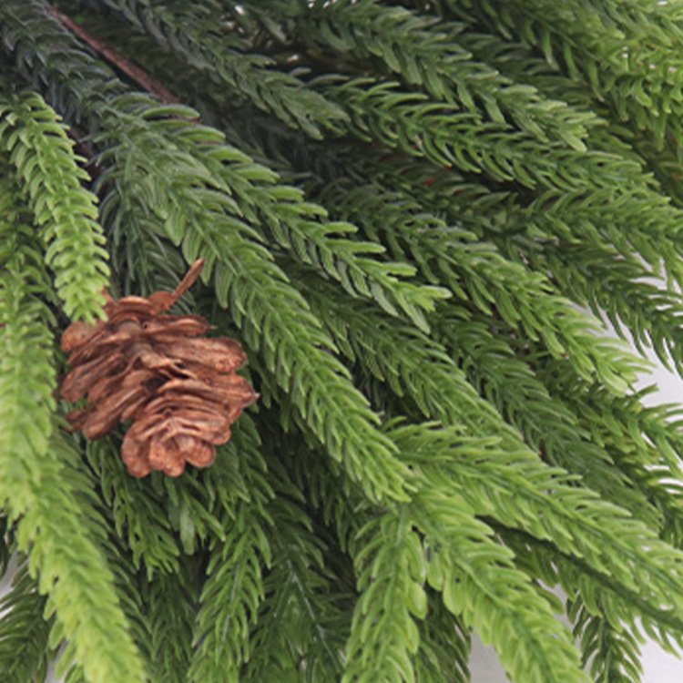 39cm Soft PE Material Real Touch Artificial Pine Leaves Bouquet Dried Christmas Decorative Flowers Preserved Norfolk Bunch Faux
