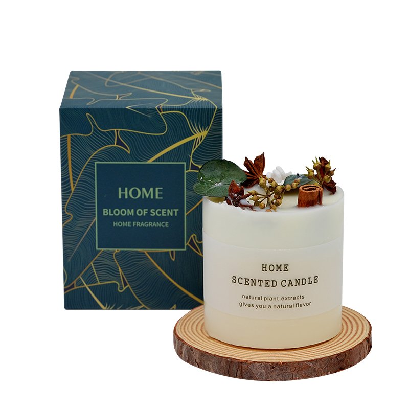 Hot Sale Luxury Soy Wax Scented Candle With Dried Flowers Aromatherapy Scented Soy Wax Candles With Gift Box Set wholesale