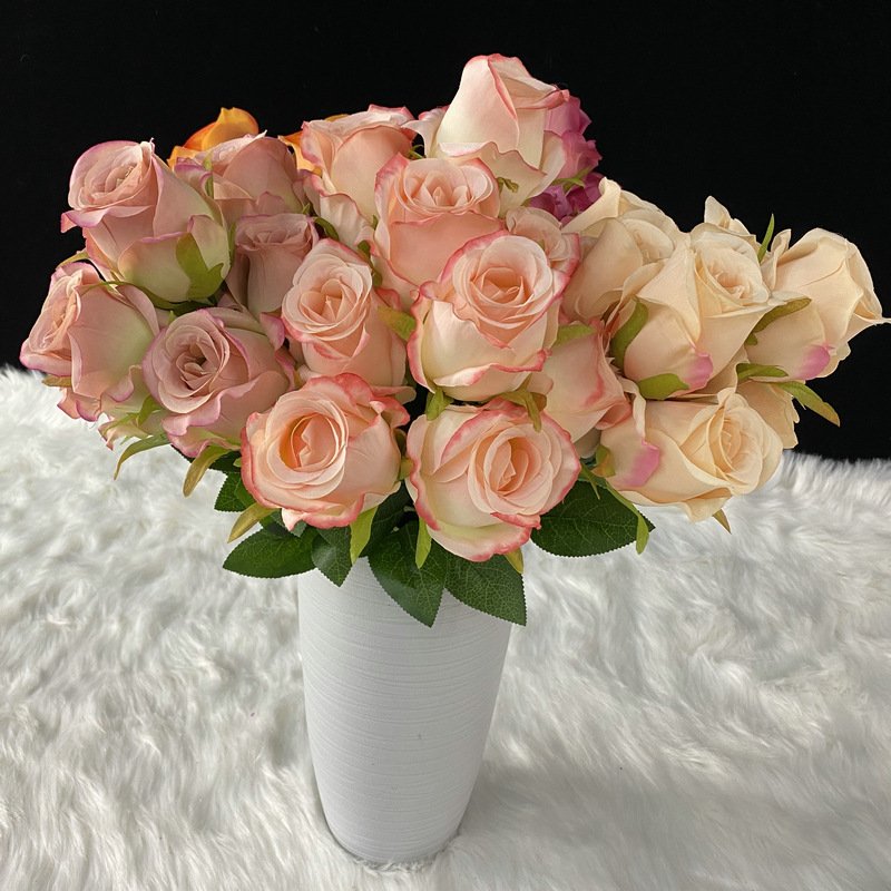 7-Head Artificial Rose Bouquet 45cm Indoor Dried Flower Ornaments Wedding Holding Decorative Flowers Artificial
