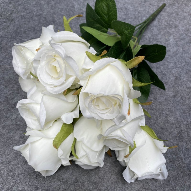7-Head Artificial Rose Bouquet 45cm Indoor Dried Flower Ornaments Wedding Holding Decorative Flowers Artificial