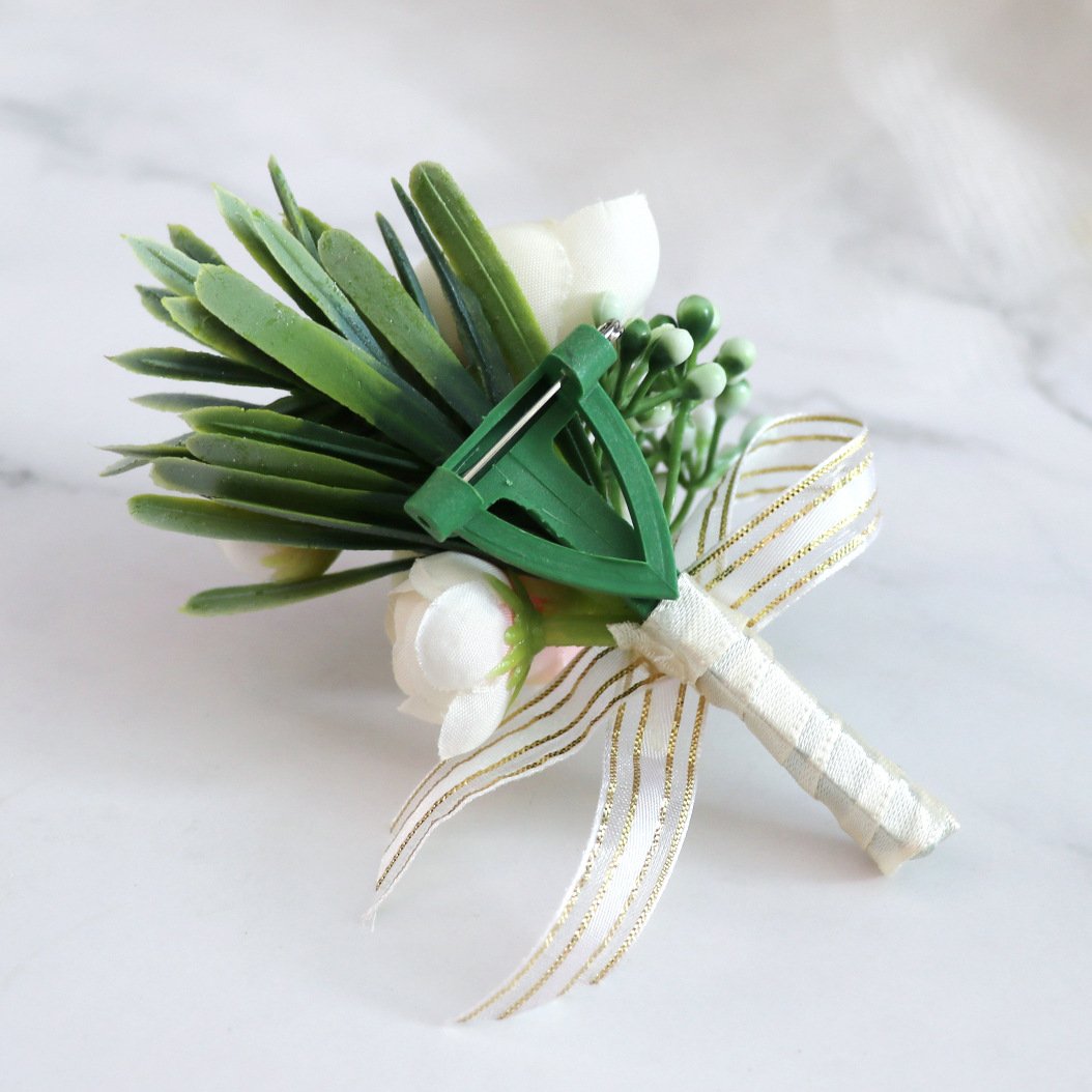 Custom Wedding Decor Floral Bridesmaid Boutonniere Corsage Artificial Dried Flowers Bridal Hand Wrist Corsage for Wedding
