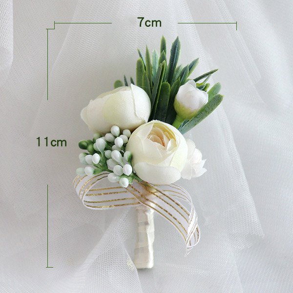 Custom Wedding Decor Floral Bridesmaid Boutonniere Corsage Artificial Dried Flowers Bridal Hand Wrist Corsage for Wedding