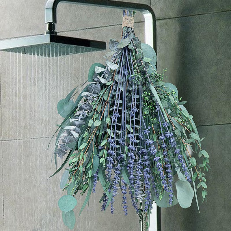 High-End Natural Eucalyptus Lavender Dried Flower Bouquet Shower Decorations with High-End Simulation Artificial Plants Greenery
