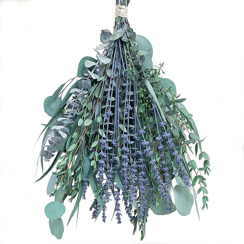 High-End Natural Eucalyptus Lavender Dried Flower Bouquet Shower Decorations with High-End Simulation Artificial Plants Greenery