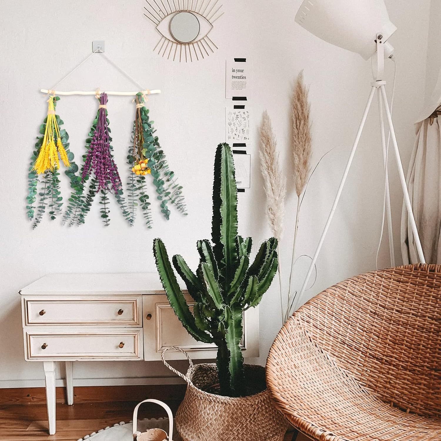 High-End Natural Eucalyptus Lavender Dried Flower Bouquet Shower Decorations with High-End Simulation Artificial Plants Greenery