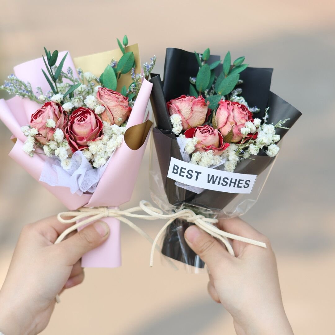 DREA Refrigerator Car Interior decoration Flowers natural pressed mini Valentines dried flower arrangement wholesale