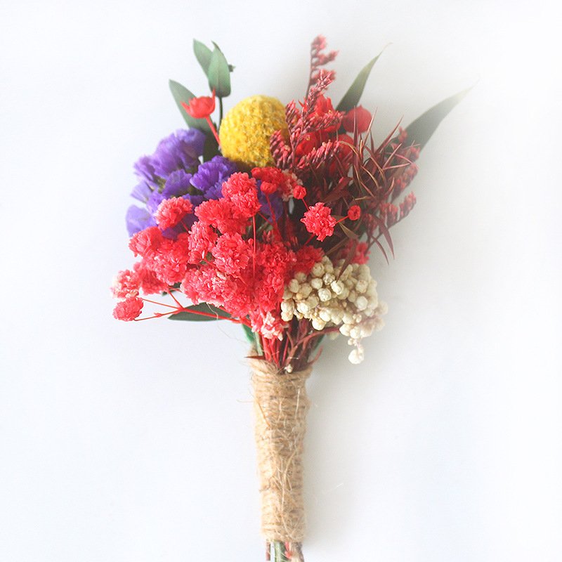 Boho Style Mini Wedding Bouquets White Baby Breath Pampas Grass Dress Corsage Flowers Mini Dry Flower Bouquet Wedding Decoration