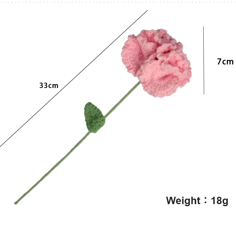 Wholesale Handmade Carnation Knitted Flower Crochet Flower Bouquet for Gift and Home Decoration