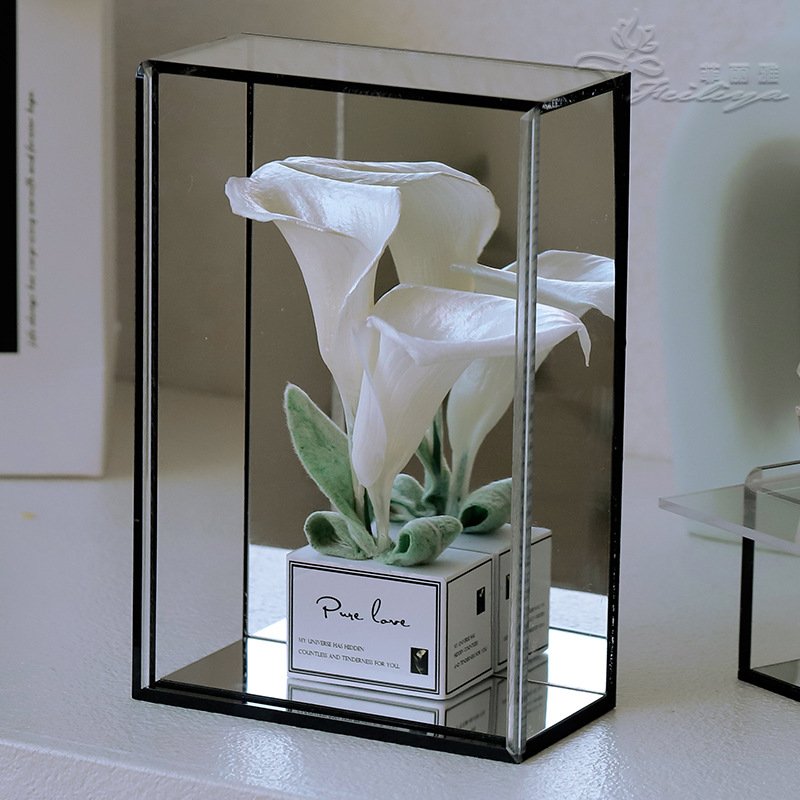 Luxury Hand gift preserved flowers finished acrylic gift box Mother's Day gift calla lily