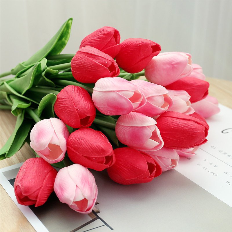 AYOYO Wedding artificial flower bouquet shooting props, home and living room decoration Tulip artificial flower