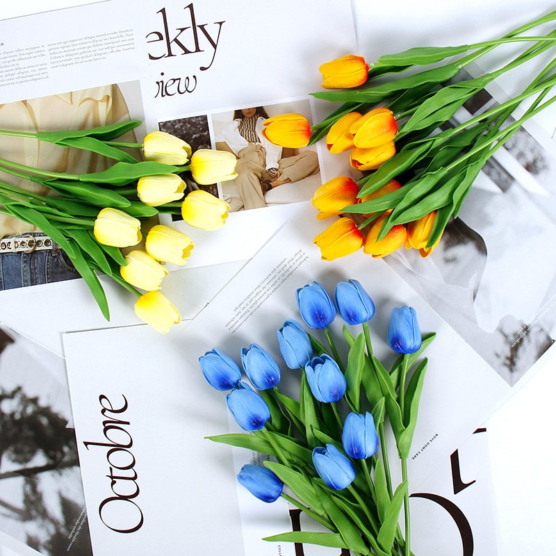 AYOYO Wedding artificial flower bouquet shooting props, home and living room decoration Tulip artificial flower