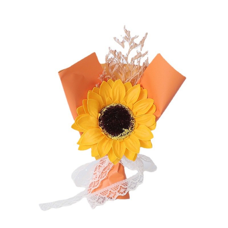 Valentines Mothers Day Gifts Soap Sunflowers Small Bouquet Artificial Dried Flowers Bouquet Gift Boxes For Present