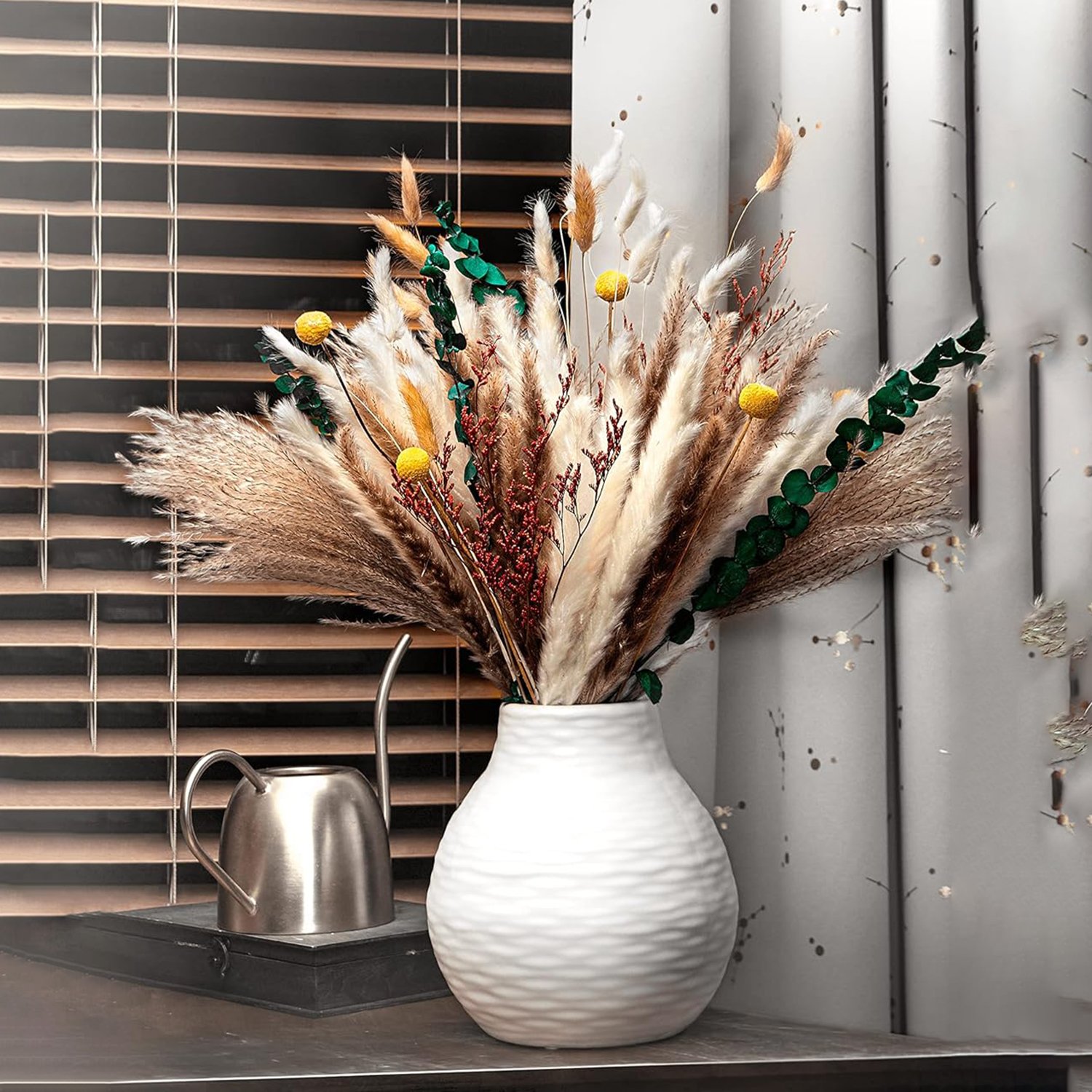 Flowers Orange Pampas Grass Fall Decor Fluffy Dried Flower Bouquet Dry Pompas Fall Decorations for Home Pampas