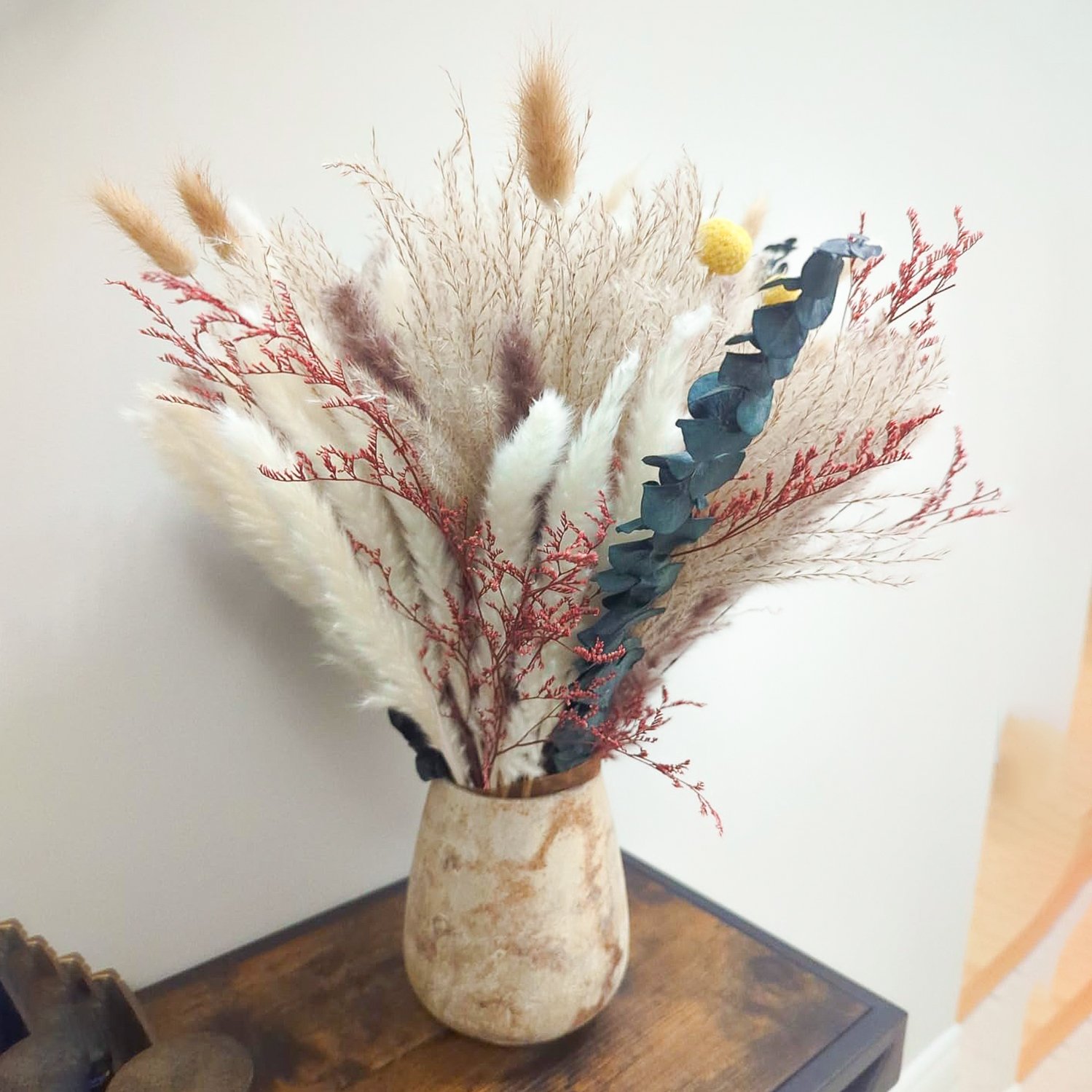 Flowers Orange Pampas Grass Fall Decor Fluffy Dried Flower Bouquet Dry Pompas Fall Decorations for Home Pampas