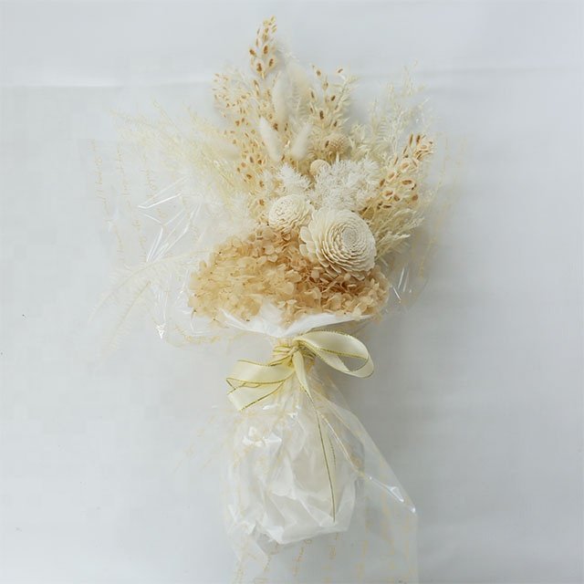 Boho bridal bouquet natural dried flowers preserved rose pampas grass for wedding home decor