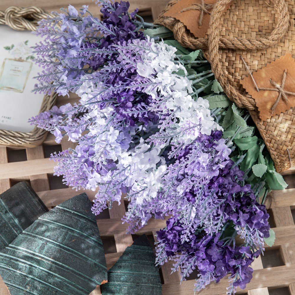 Length 33cm 10 Lavender Artificial Flowers Wall Dried Plants & Flowers for Wedding Home Outdoor & Party Decorations