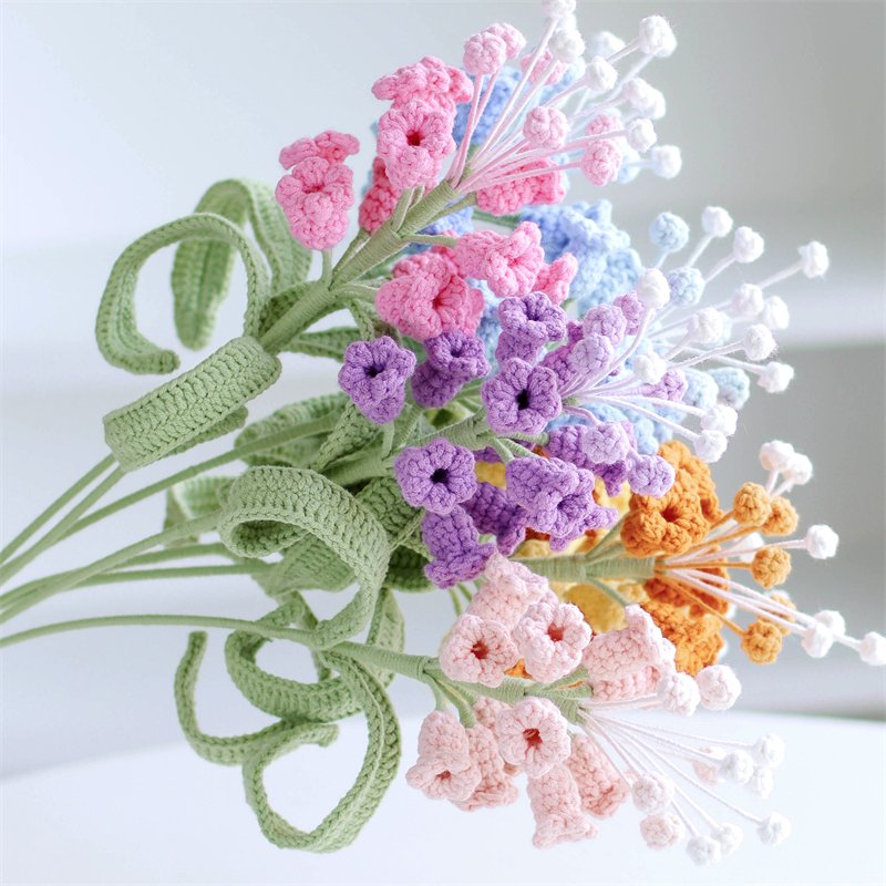 2024 new crochet flower handmade crochet bouquet artificial crochet blooming hyacinth single purehandmade flowers