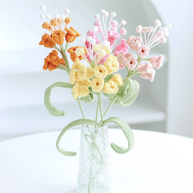 2024 new crochet flower handmade crochet bouquet artificial crochet blooming hyacinth single purehandmade flowers