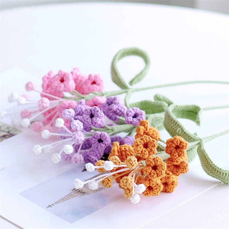 2024 new crochet flower handmade crochet bouquet artificial crochet blooming hyacinth single purehandmade flowers