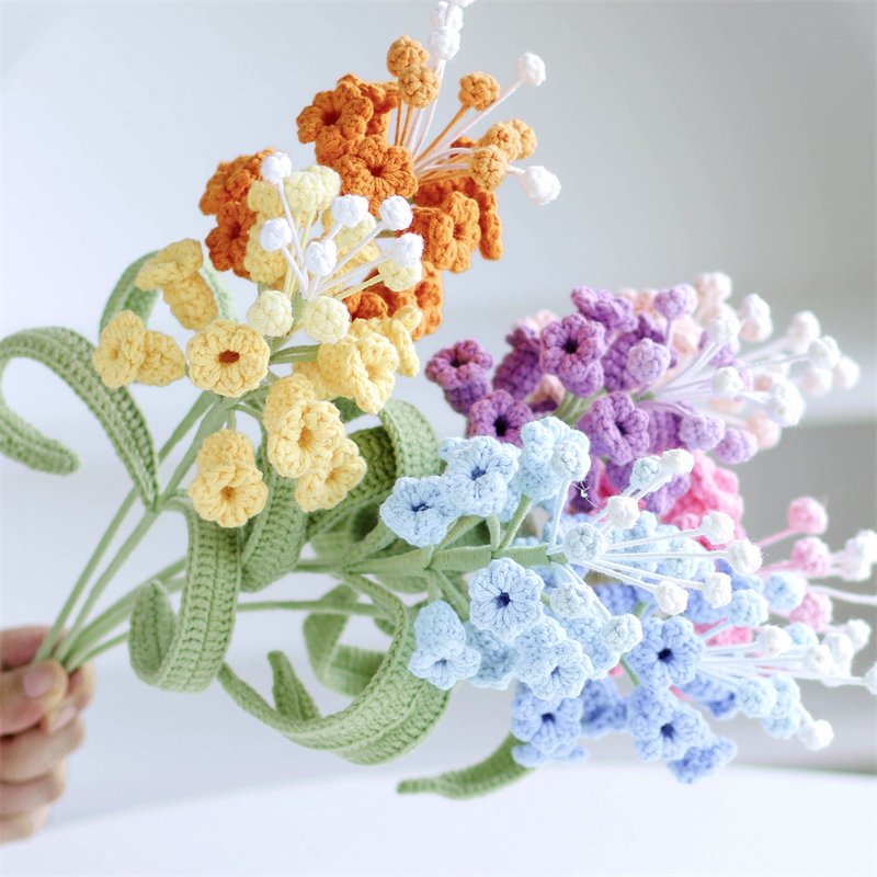 2024 new crochet flower handmade crochet bouquet artificial crochet blooming hyacinth single purehandmade flowers