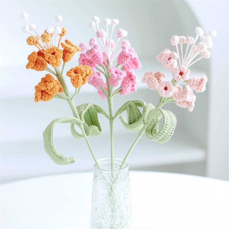 2024 new crochet flower handmade crochet bouquet artificial crochet blooming hyacinth single purehandmade flowers