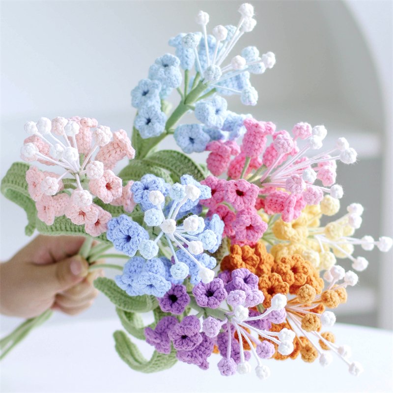 2024 new crochet flower handmade crochet bouquet artificial crochet blooming hyacinth single purehandmade flowers