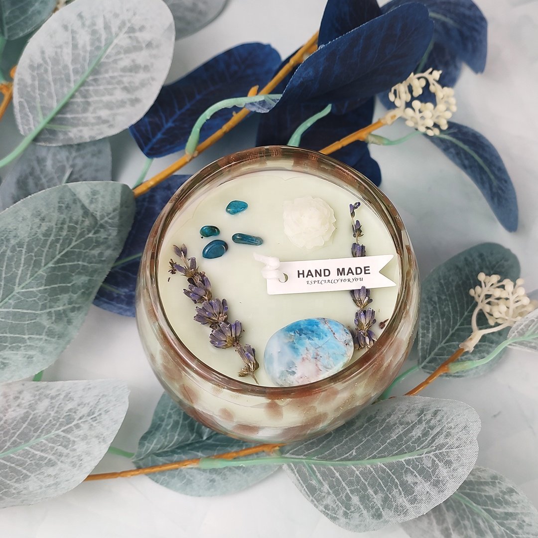 Custom luxury dried flowers scented candles in handmade Creative gold vases