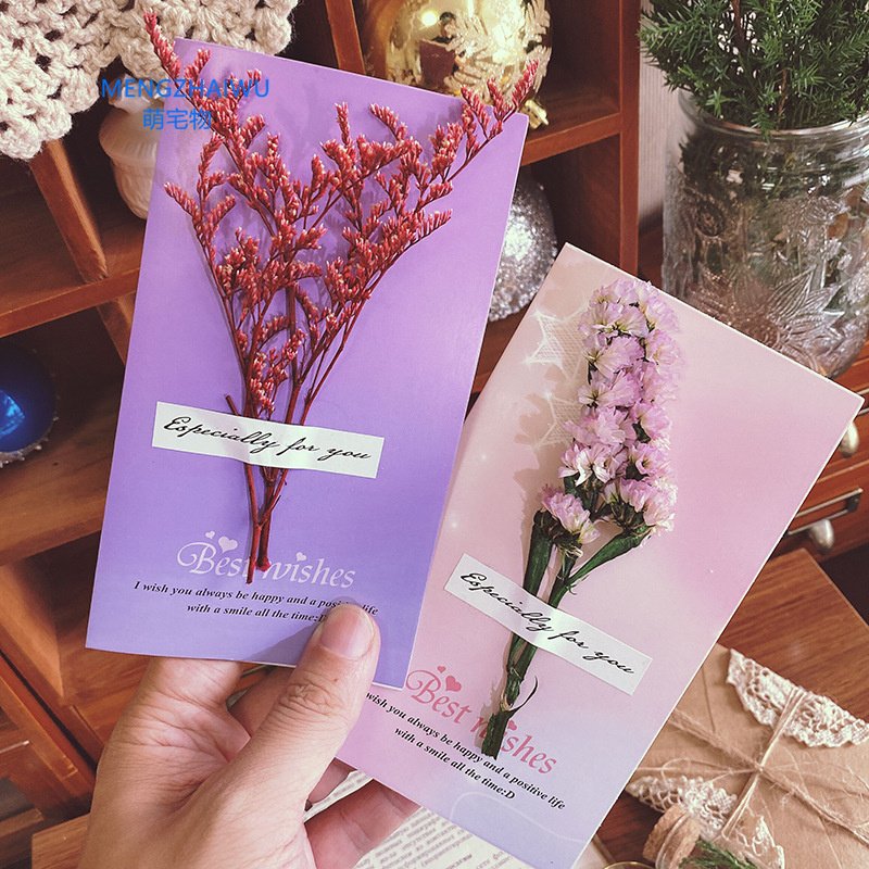 Peru trending products for party message cards Christmas and Valentine's Day Creative handmade dried flowers 3d greeting card