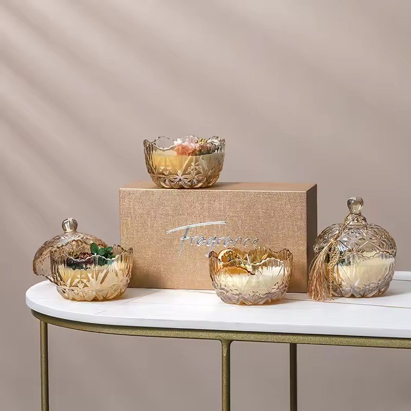 Luxury handmade INS style Dried Flowers Candles Home Fragrance Crystal Soy Wax Scented Candle