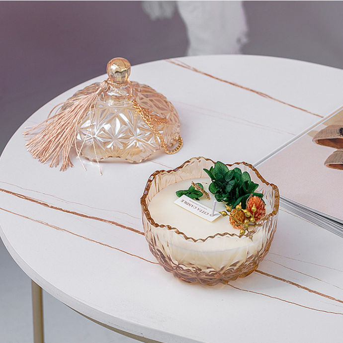 Luxury handmade INS style Dried Flowers Candles Home Fragrance Crystal Soy Wax Scented Candle