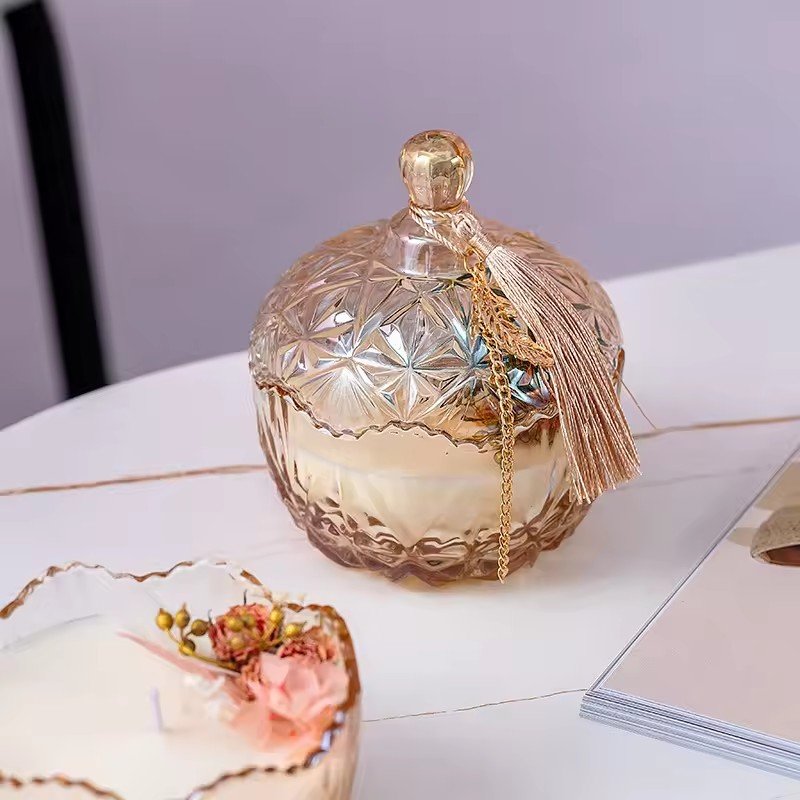 Luxury handmade INS style Dried Flowers Candles Home Fragrance Crystal Soy Wax Scented Candle