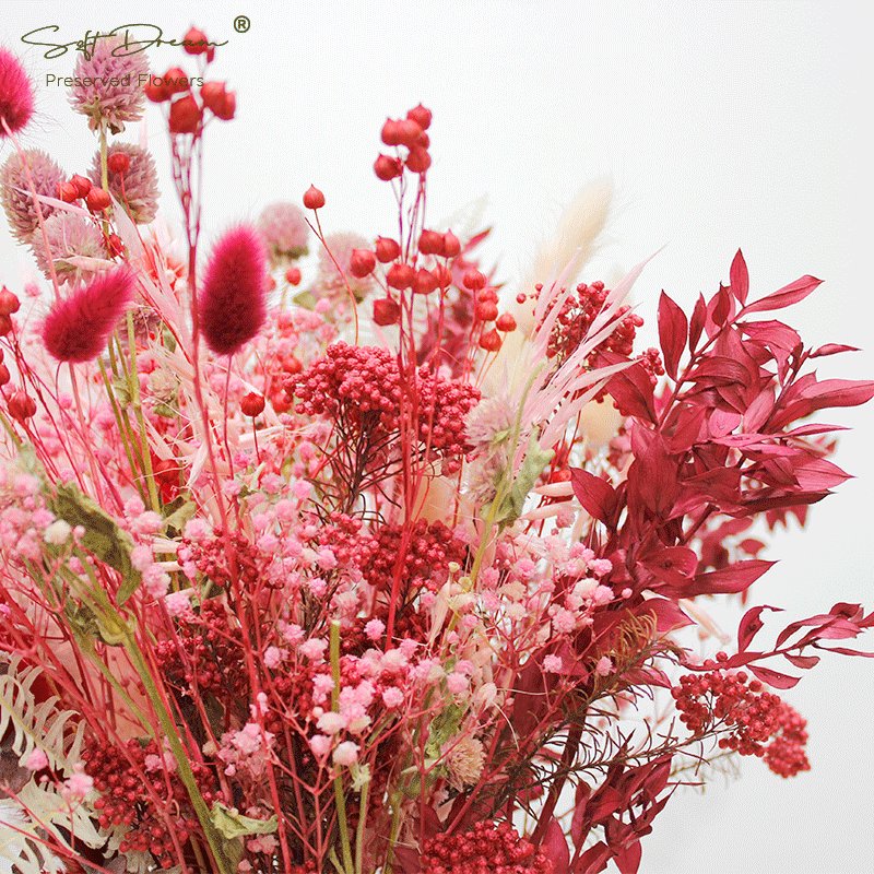 2024 Softdream Wholesaler autumn colorful handmade preserved flower natural dried flower bouquet for wedding gift and home deco
